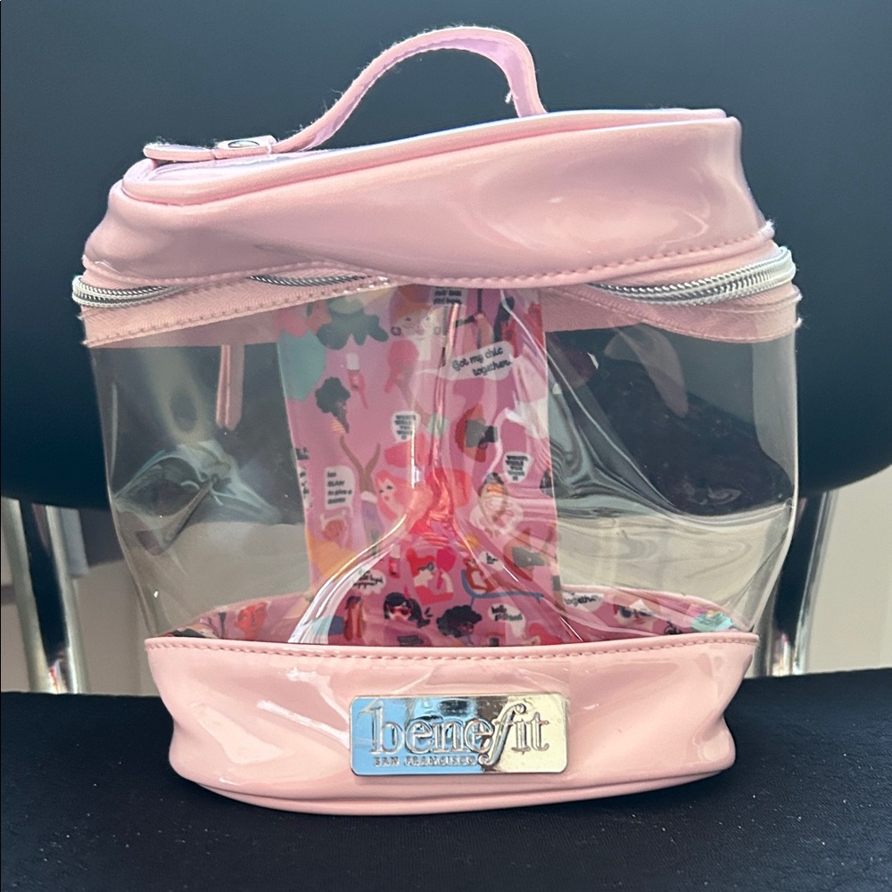 Benefit Pink and Transparent Makeup Pouch